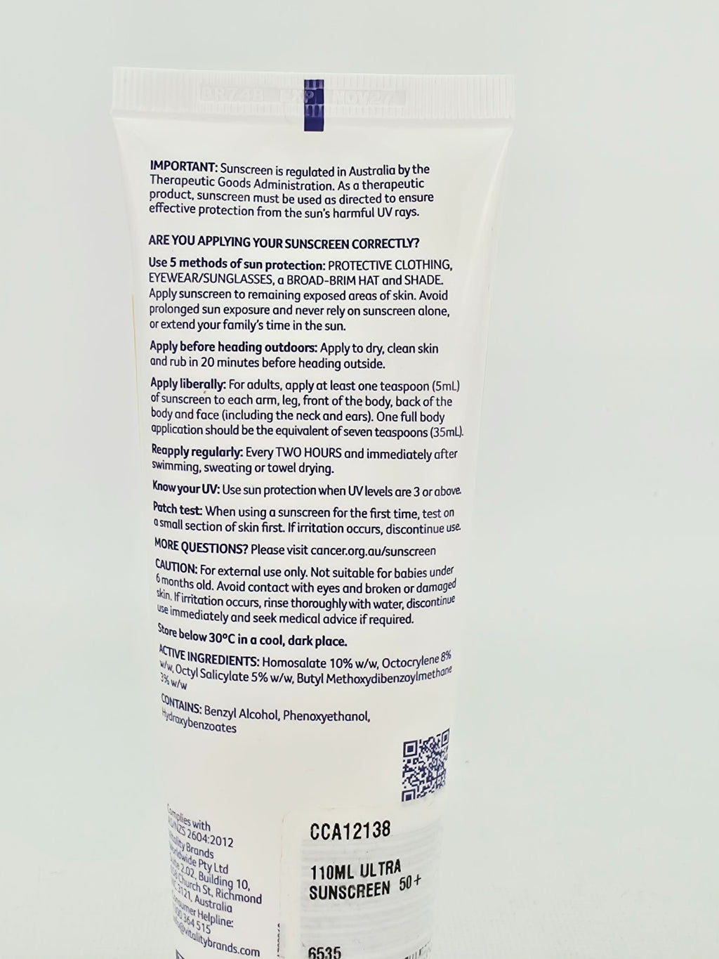 Sunscreen SPF 50 Protective Lotion 110ml - Broad Spectrum Sunblock