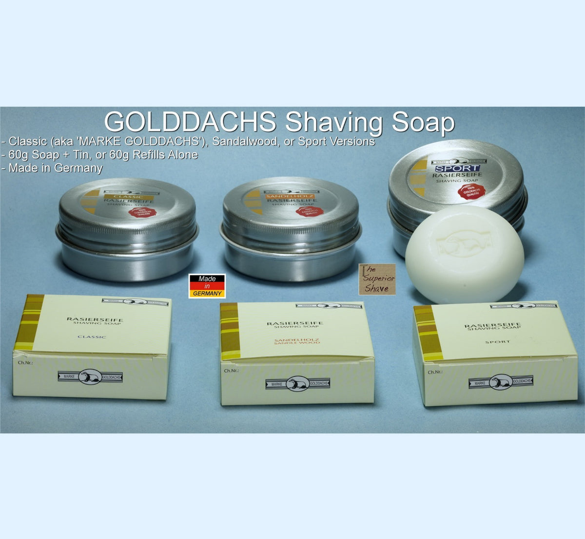 Hard Milled Shaving Soap in Aluminum Tin - Classic High Alpine Scent, Made in Germany