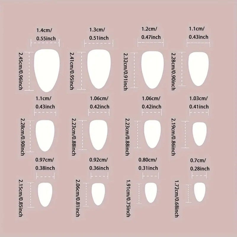 48Pcs Medium Almond Solid Taupe Brown Glossy Press-On Nails