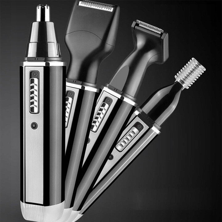 4-in-1 Rechargeable Beard Nose Ear Hair Trimmer Set - Waterproof