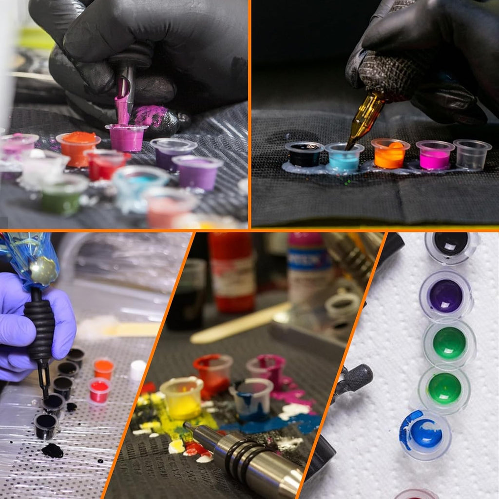 300 Pack Tattoo Ink Cups - 3 Sizes, Plastic Ink Caps for Pigments & Makeup