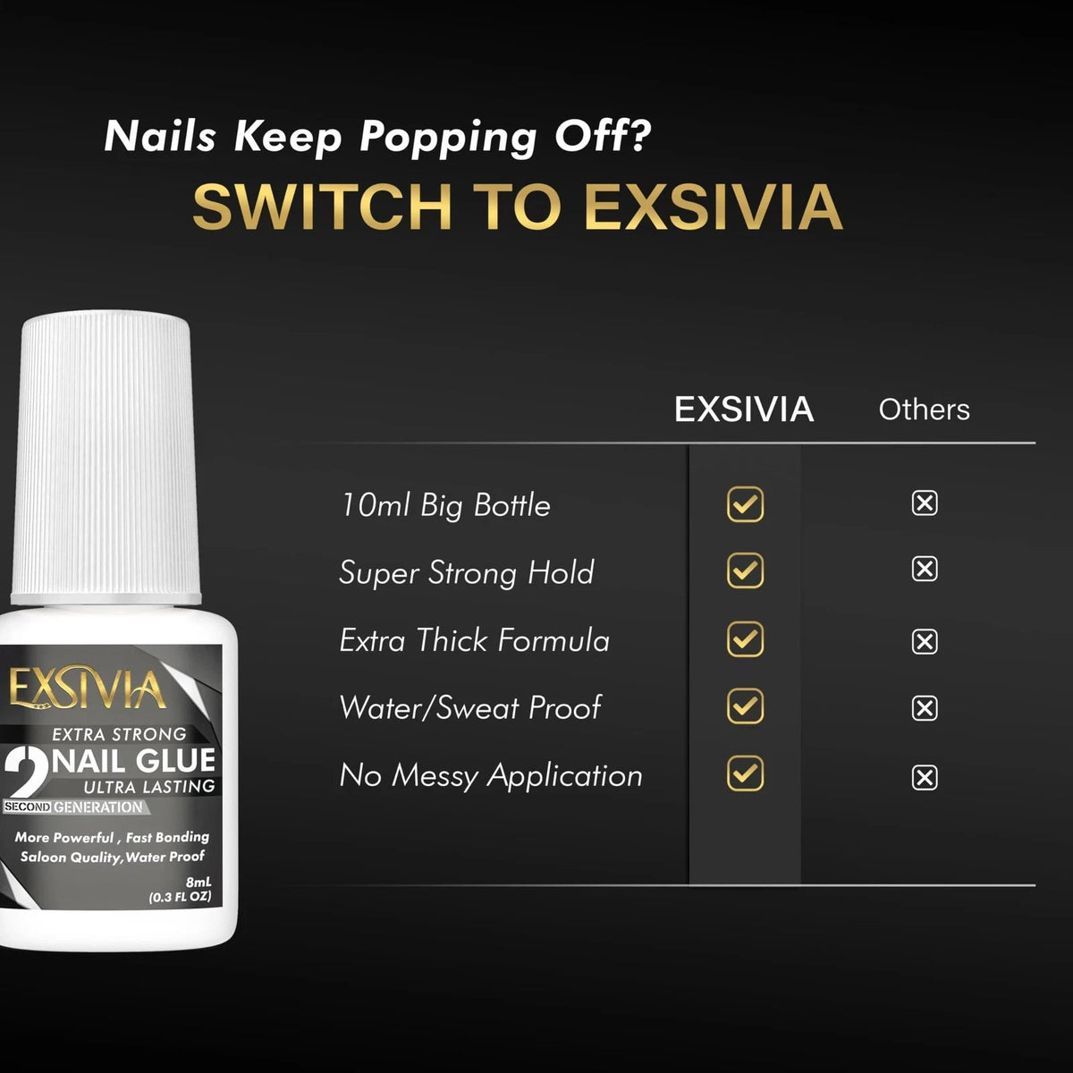 Super Strong Nail Glue for Press-On & Acrylic Nails 10ml - Waterproof & Fast Dry