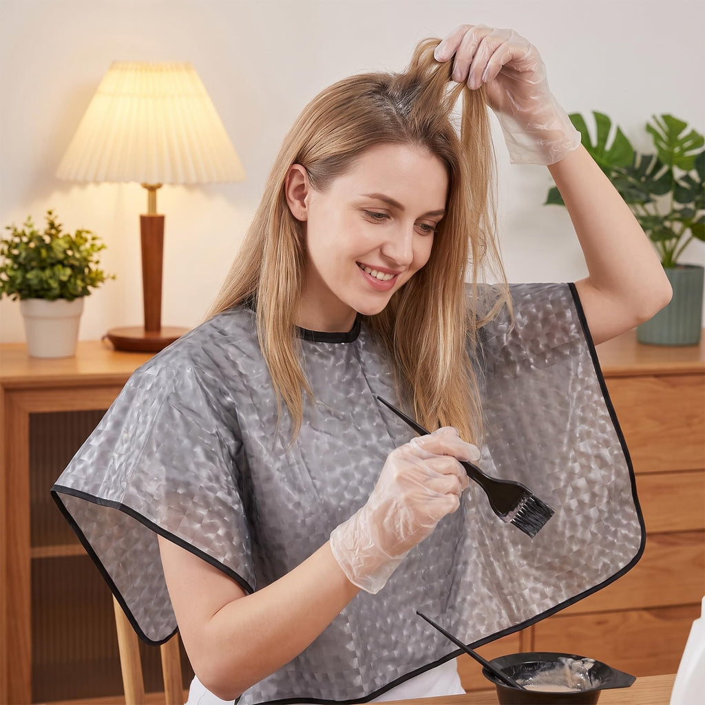 Waterproof Salon Shampoo Cape with Adjustable Neck - Black & Purple