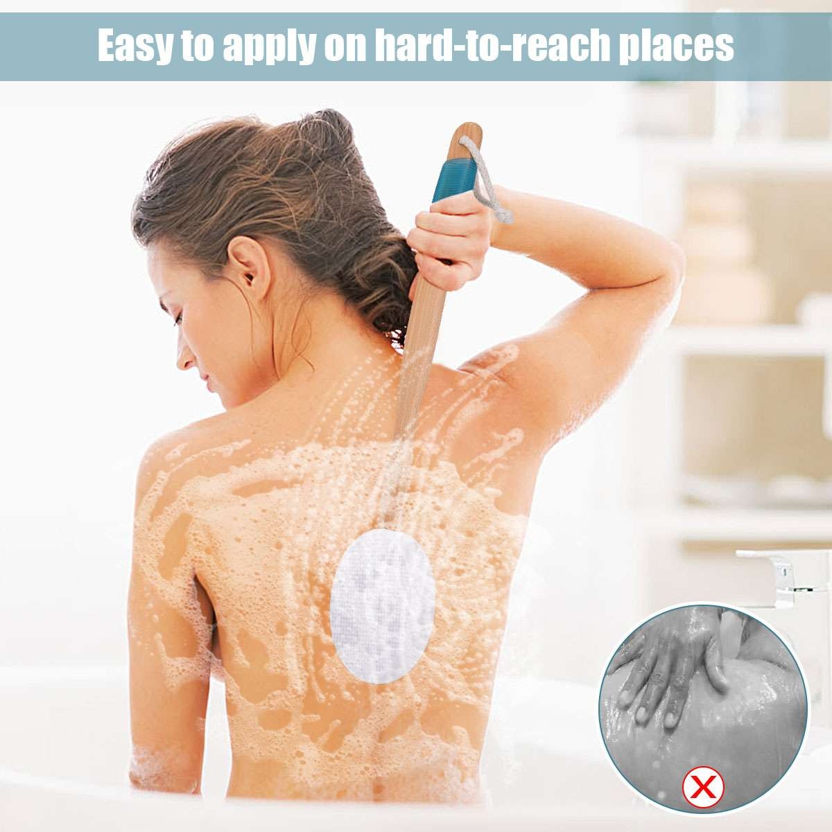 Long Handle Lotion Applicator Back Brush for Tanning and Skin Care