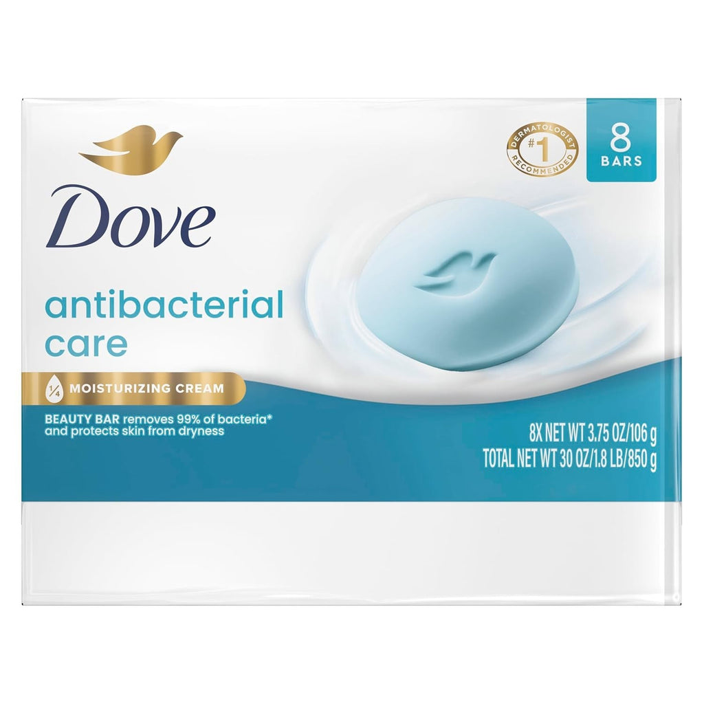 Dove Beauty Bar Soap 8 Count - Gentle Cleansing & Skin Care