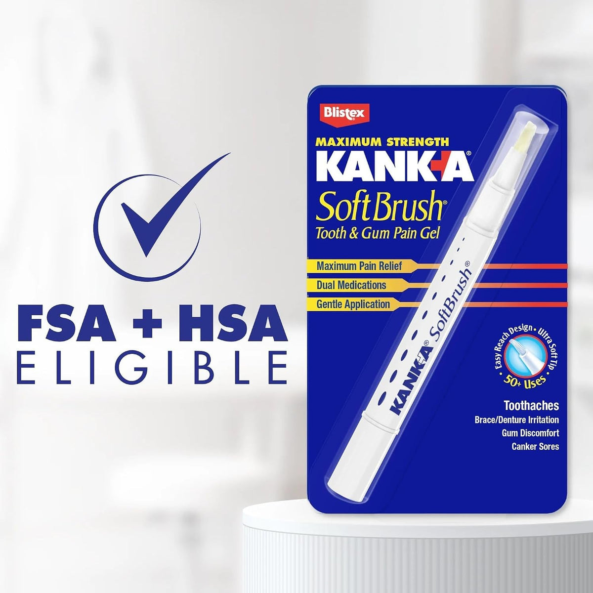 Kank-A Mouth Pain Gel with Soft Brush - Fast-Acting Oral Relief 0.07 oz