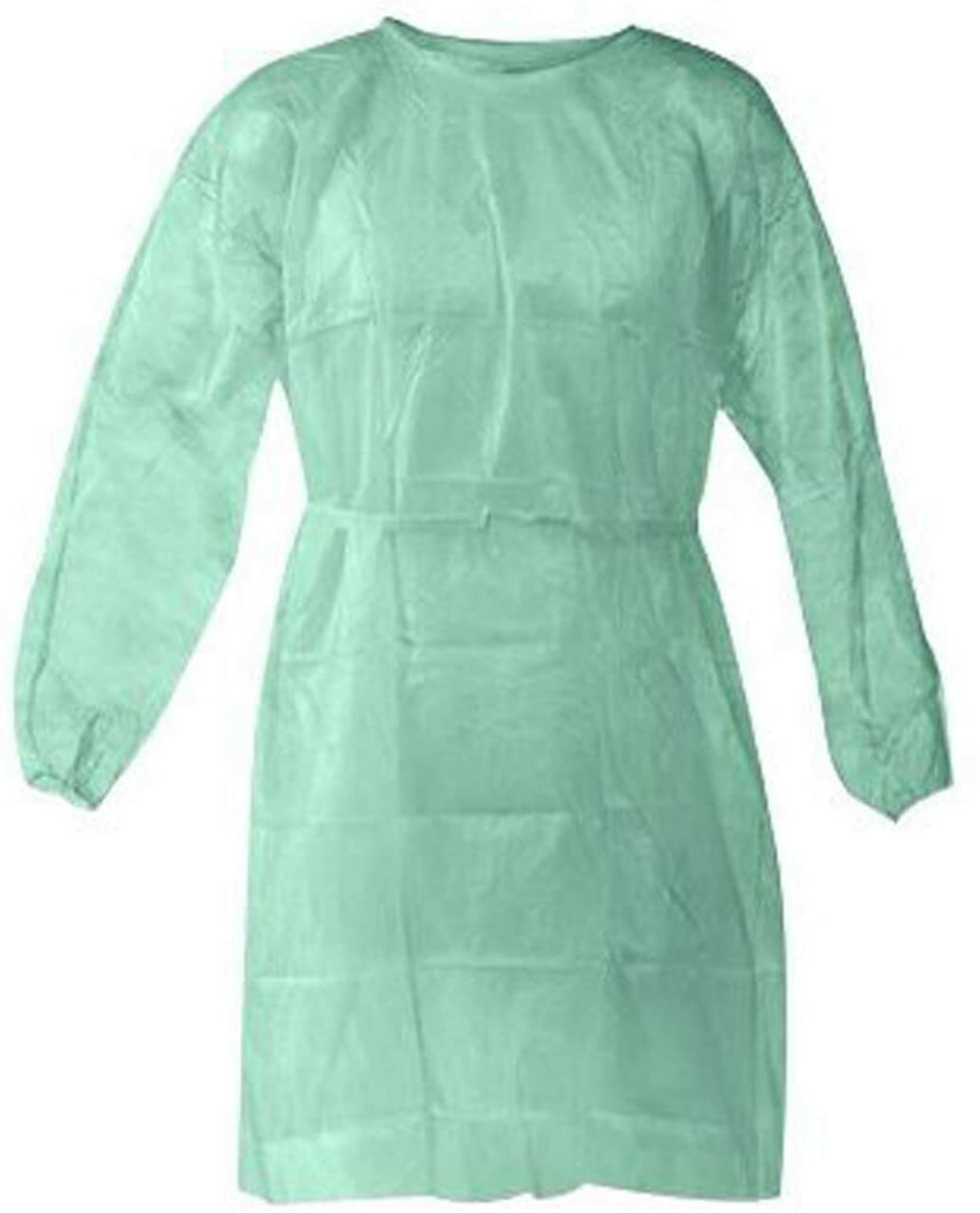 Disposable Isolation Gown, Universal Size, 50 per Case - Green, Latex-Free