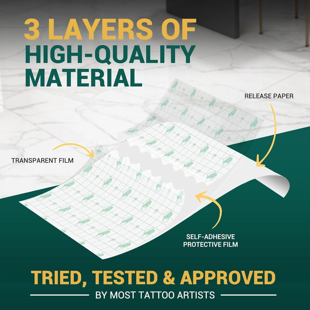 Tattoo Aftercare Film – Waterproof Second Skin Bandage 10.2 x 2 yd, 2-4 Count