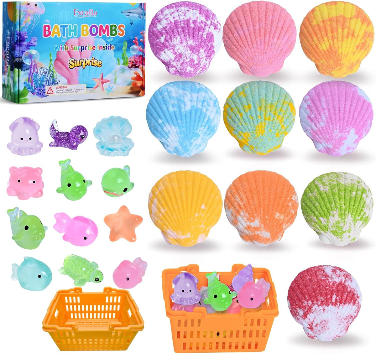 Kids Bath Bombs with Surprise Toys - 10 Handmade Bubble Fizzies Set for Girls & Boys