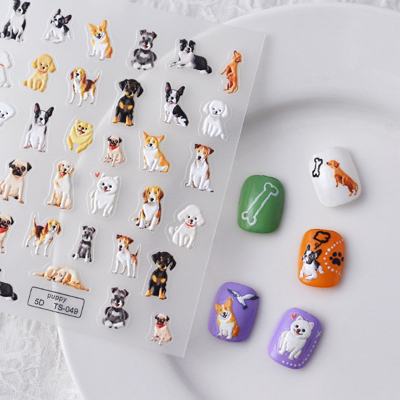 Nail Art Character Puppy Dogs Nail Stickers - 1 Sheet, Easy Nail Decoration