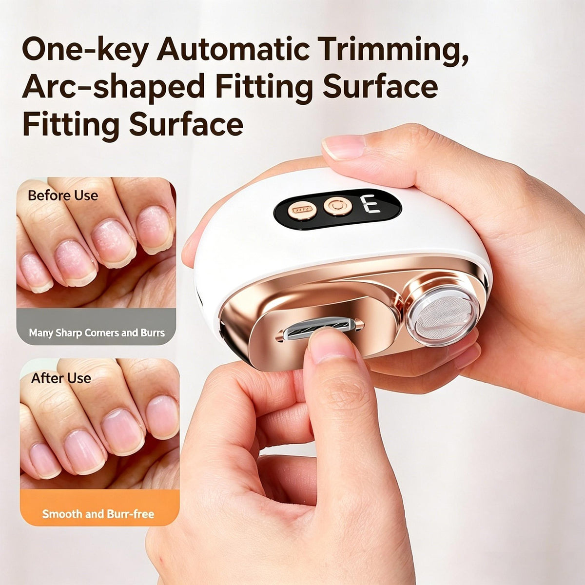 Automatic Electric Nail Clipper with LED Light 3 Speed Personal Care Tool