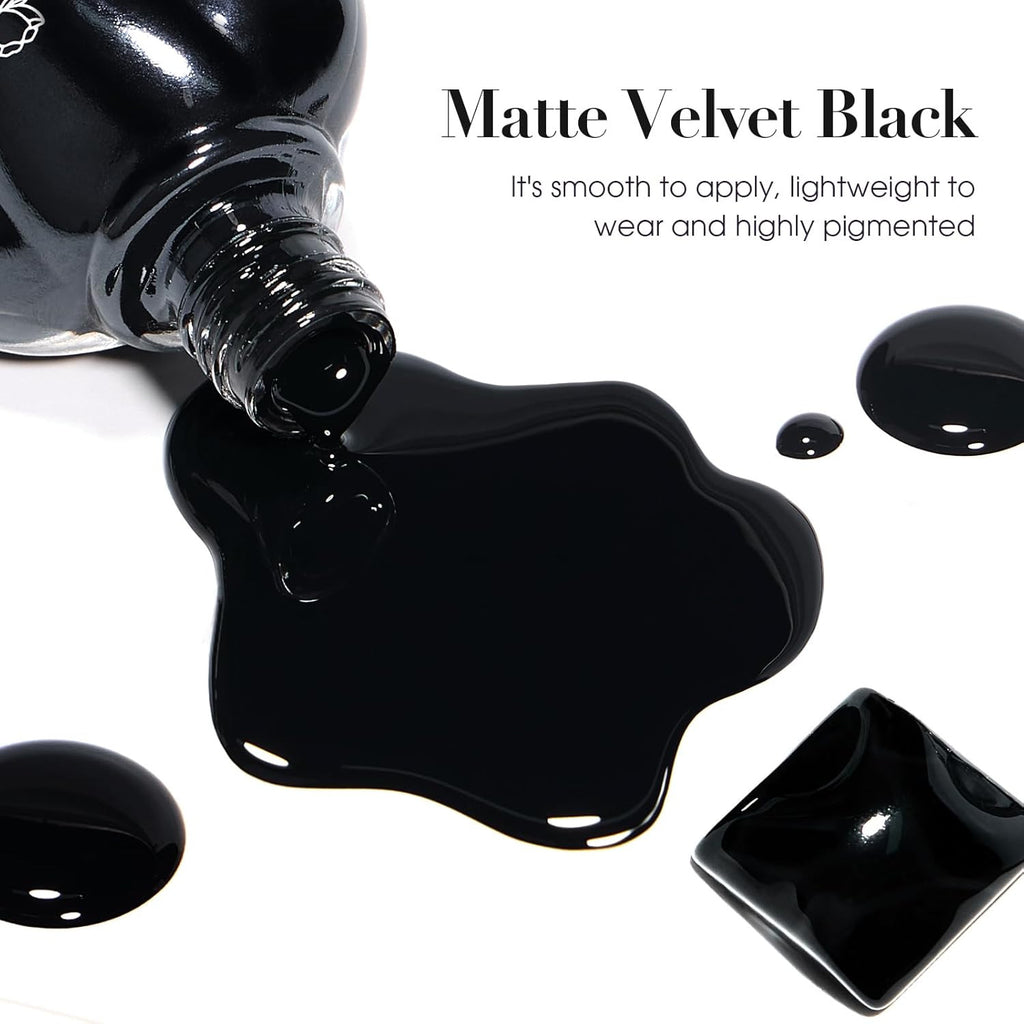 Matte Black Air Dry Nail Polish - Quick Dry Velvet Dark Lacquer