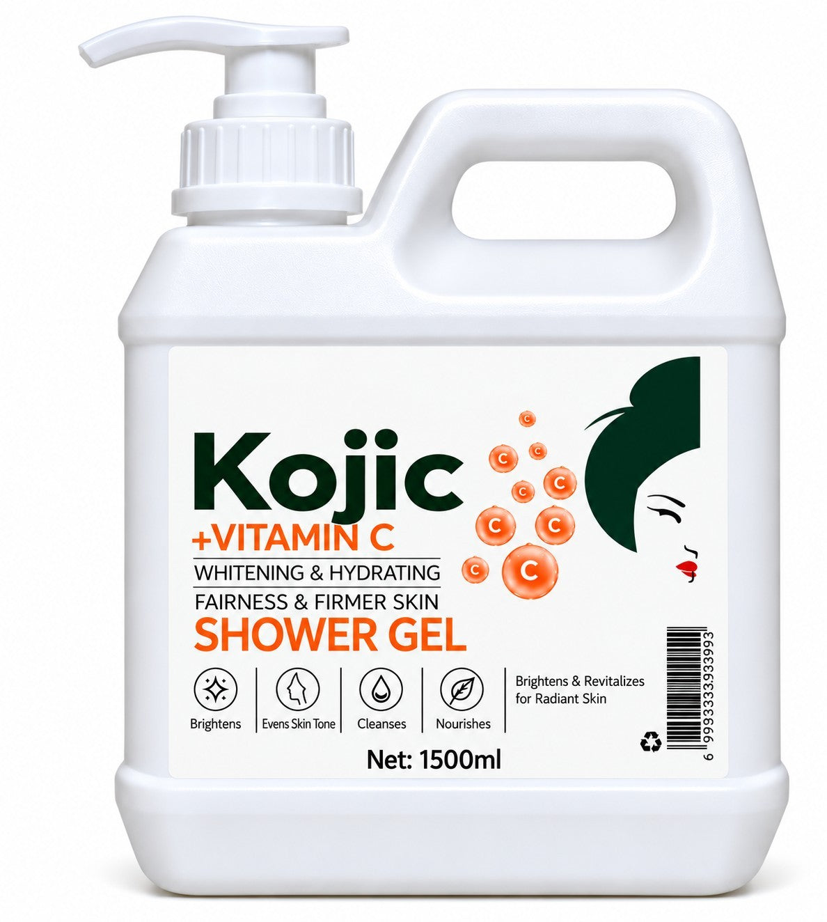 Kojic Acid Skin Lightening Shower Gel 1500ml Brightening Body Wash
