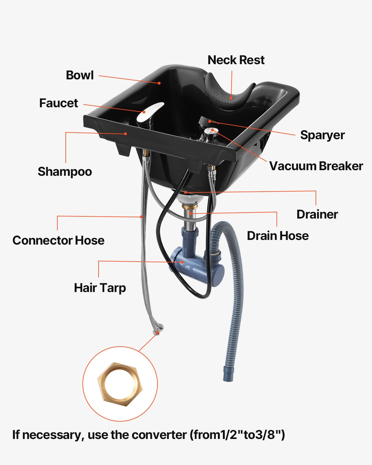 Black Plastic Shampoo Sink for Hair Wash Salon & Home Use