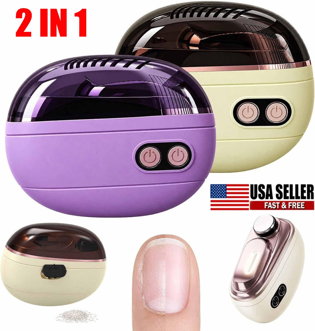 2-in-1 Rechargeable Electric Nail Clipper & Polisher with LED Light, Portable