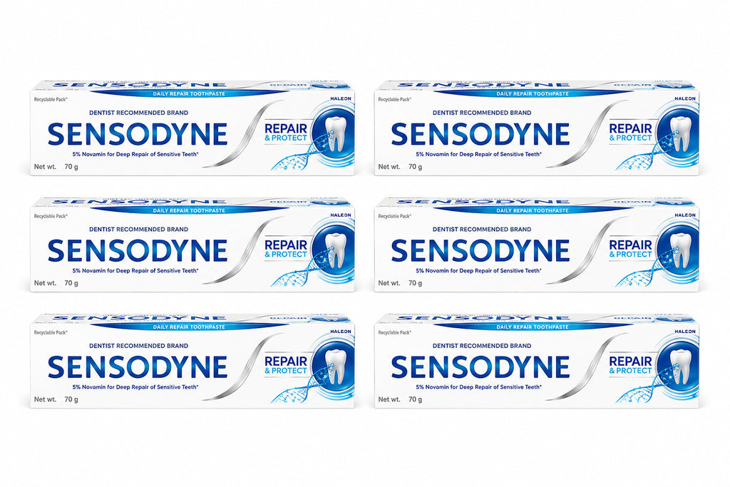 Sensodyne Repair & Protect Toothpaste with NOVAMIN 70g Pack of 6 - Sensitive Teeth Relief
