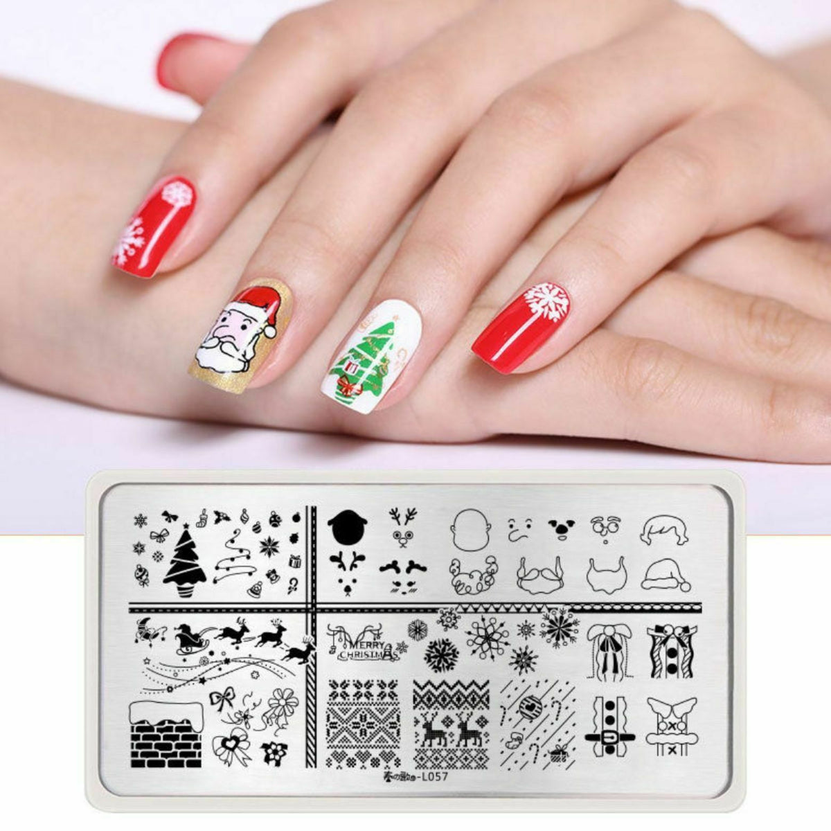 Christmas Elk Santa Claus Nail Art Stamping Plate for DIY Manicure