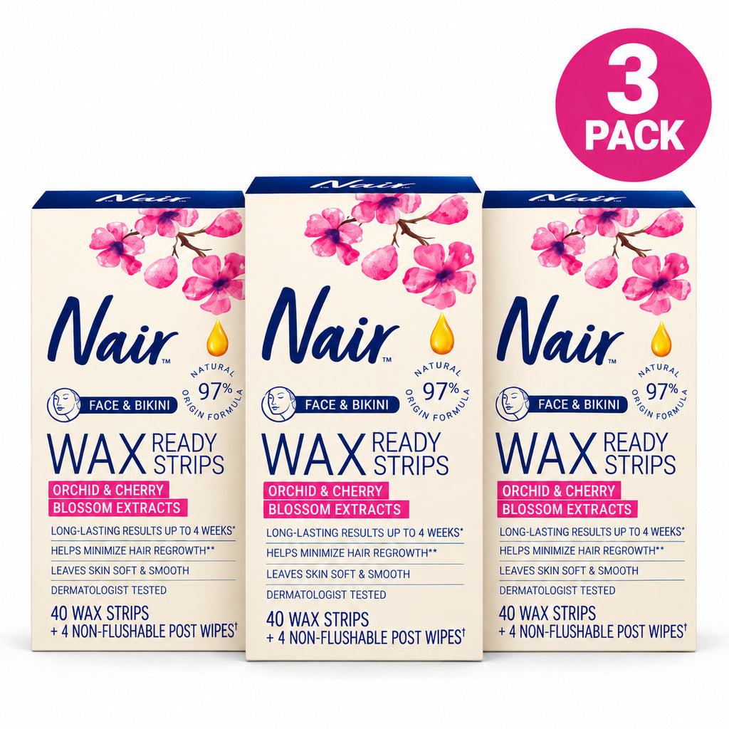 Face & Bikini Wax Strips - Orchid & Cherry Blossom, 120 Count 3-Pack