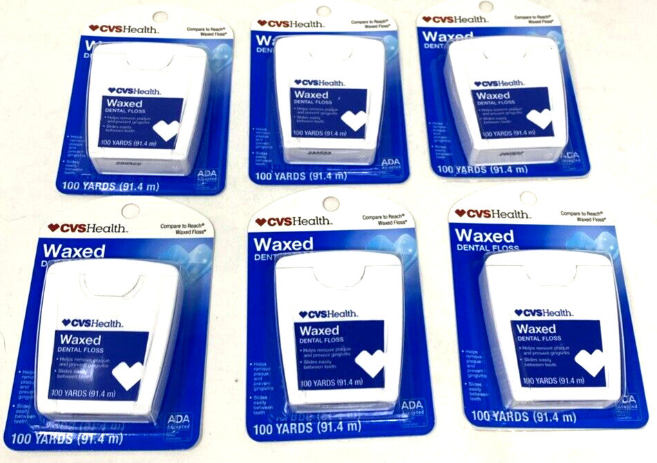 Waxed Dental Floss 100 Yards - Lot of 6 Packs for Effective Oral Care