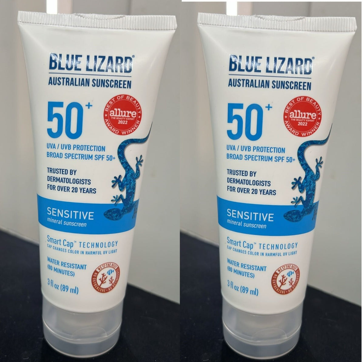 Blue Lizard Sensitive SPF 50+ Mineral Sunscreen Lotion - Pack of 2, 3 Fl Oz Each