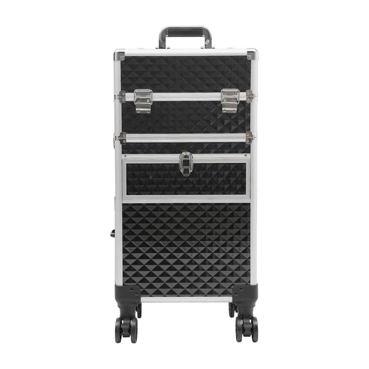 Rolling Makeup Case Travel Cosmetic Storage Trolley with Lock & Handle
