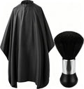 Professional Hair Cutting Cape with Adjustable Neck Closure and Duster Brush