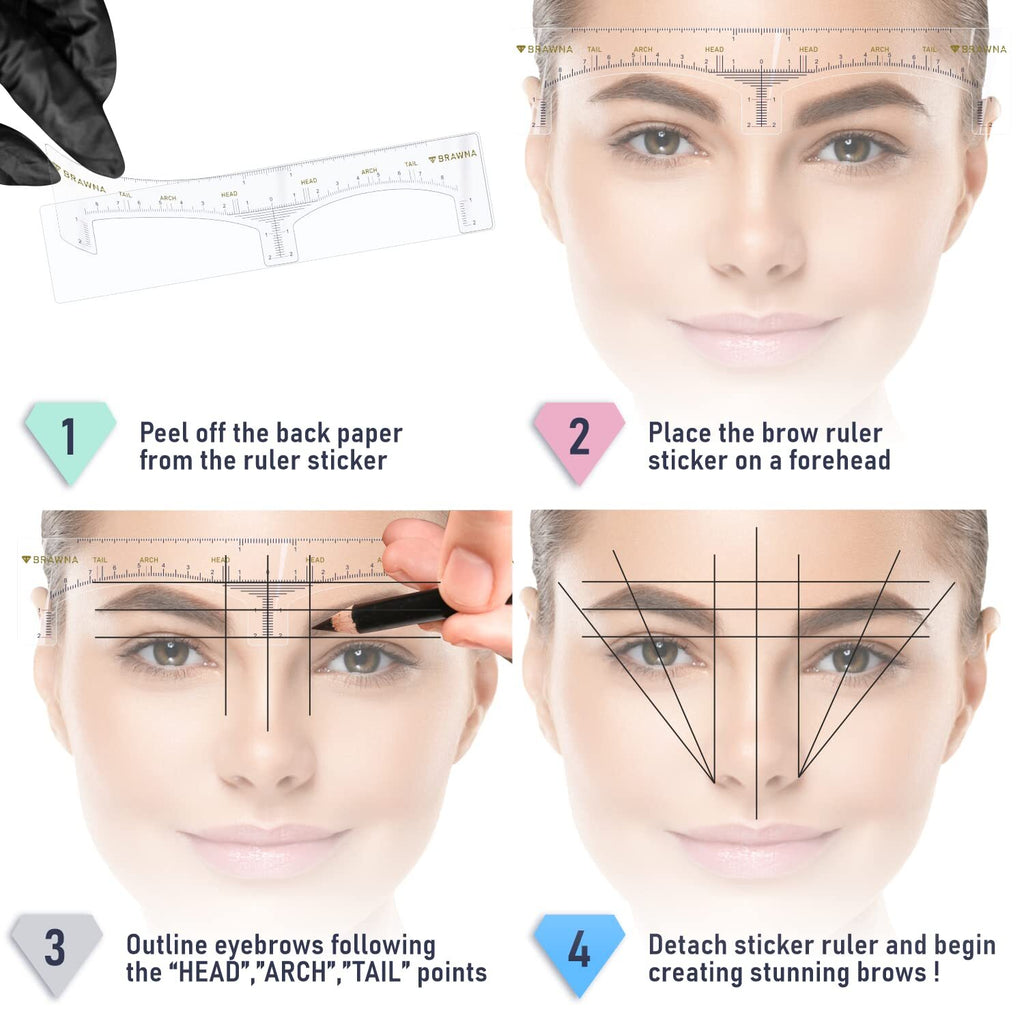 Eyebrow Shaping Stencils - 60 Pcs Clear Adhesive Mapping Templates