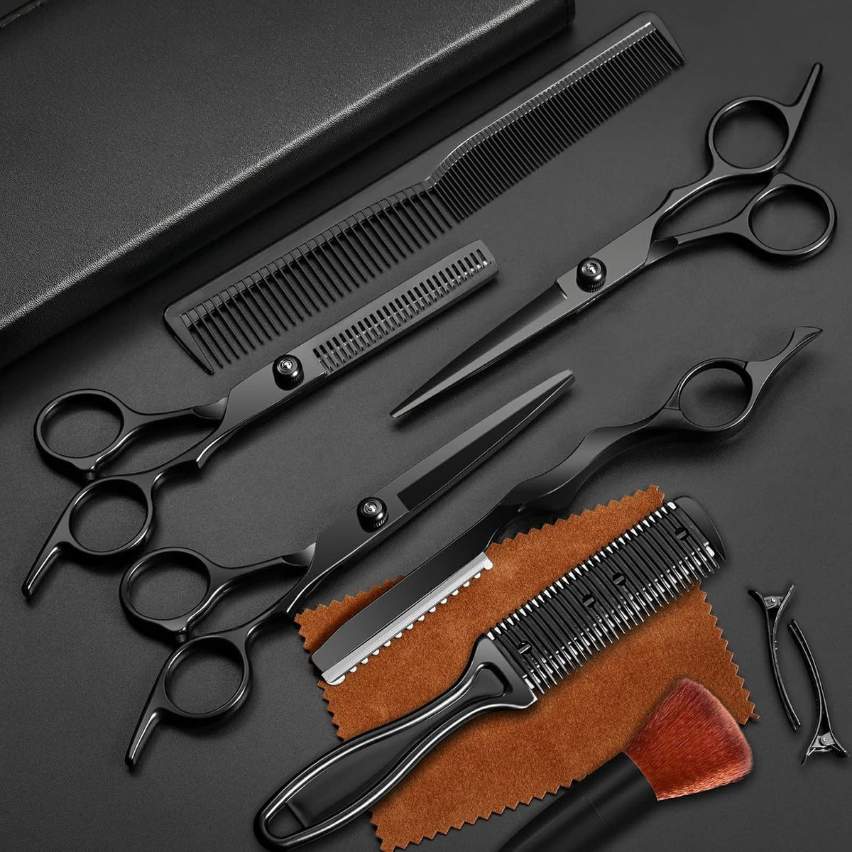 11Pcs Professional Hair Scissors Set - Stainless Steel Salon Grooming Kit