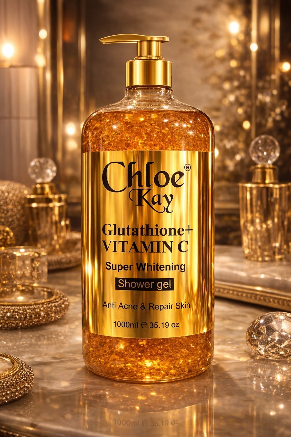 Luxury Glutathione Vitamin C Shower Gel for Brightening & Hydration
