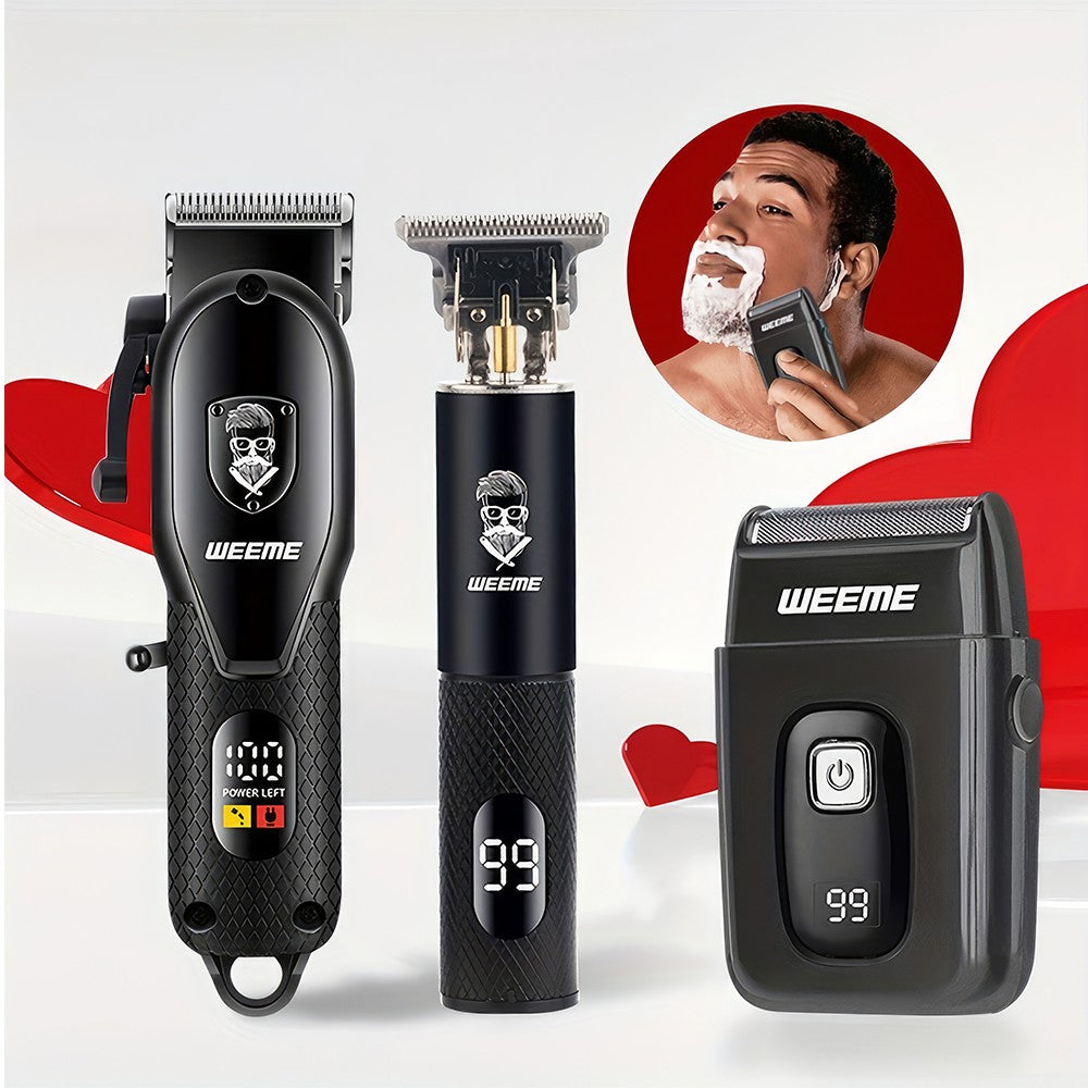 Cordless Hair Clipper and Trimmer Set for Men with Adjustable Blade LED Display