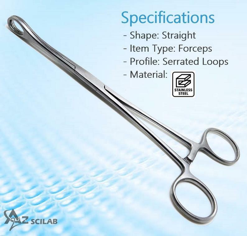 Medical Forceps Hemostat Sponge Clamp 7" Straight - Locking, Stainless