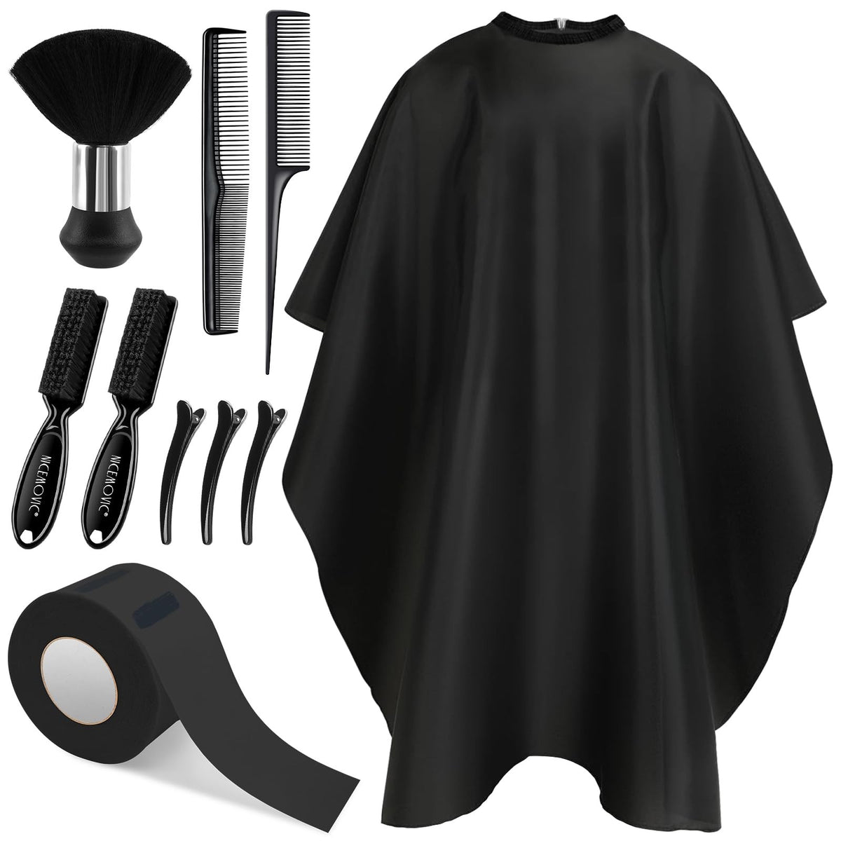 10 in 1 Hair Cutting Cape Set with Neck Duster, Combs & Clips for Salon Use