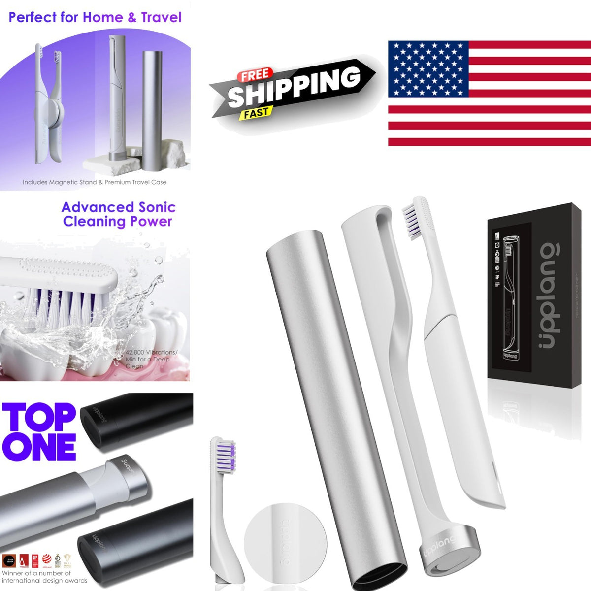 USB-C Rechargeable Electric Toothbrush with Travel Case Waterproof Design