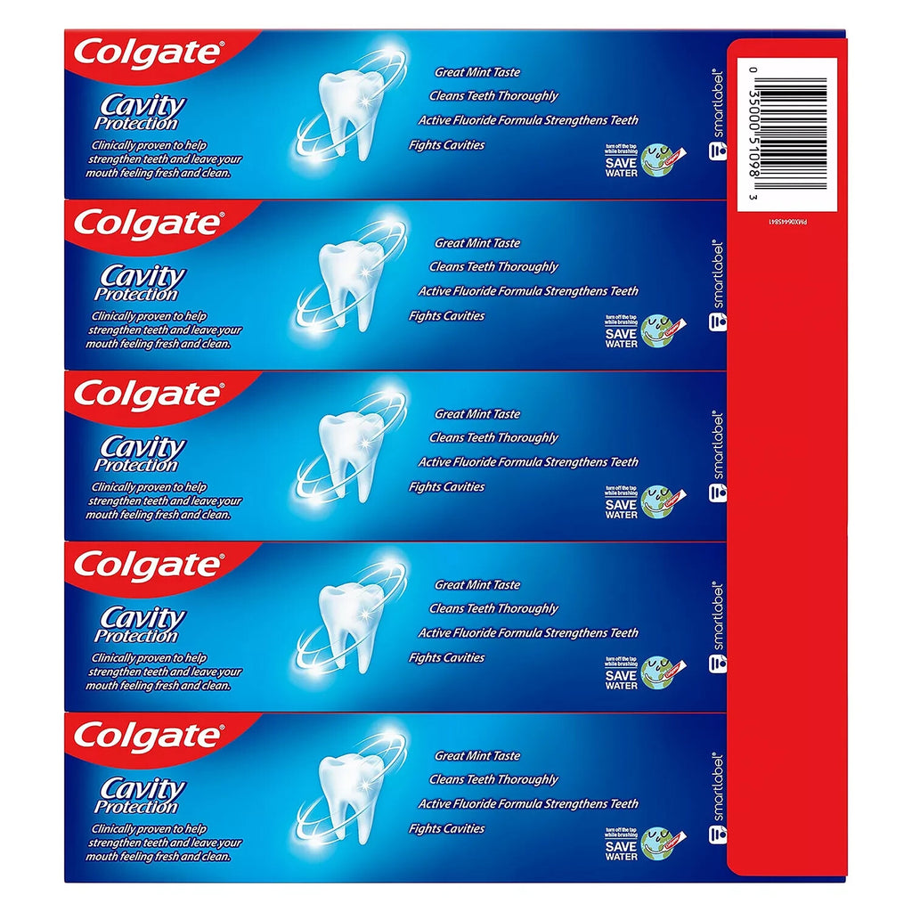 Fluoride Cavity Protection Toothpaste 8 oz - 5 Pack Mint Flavor Dental Care