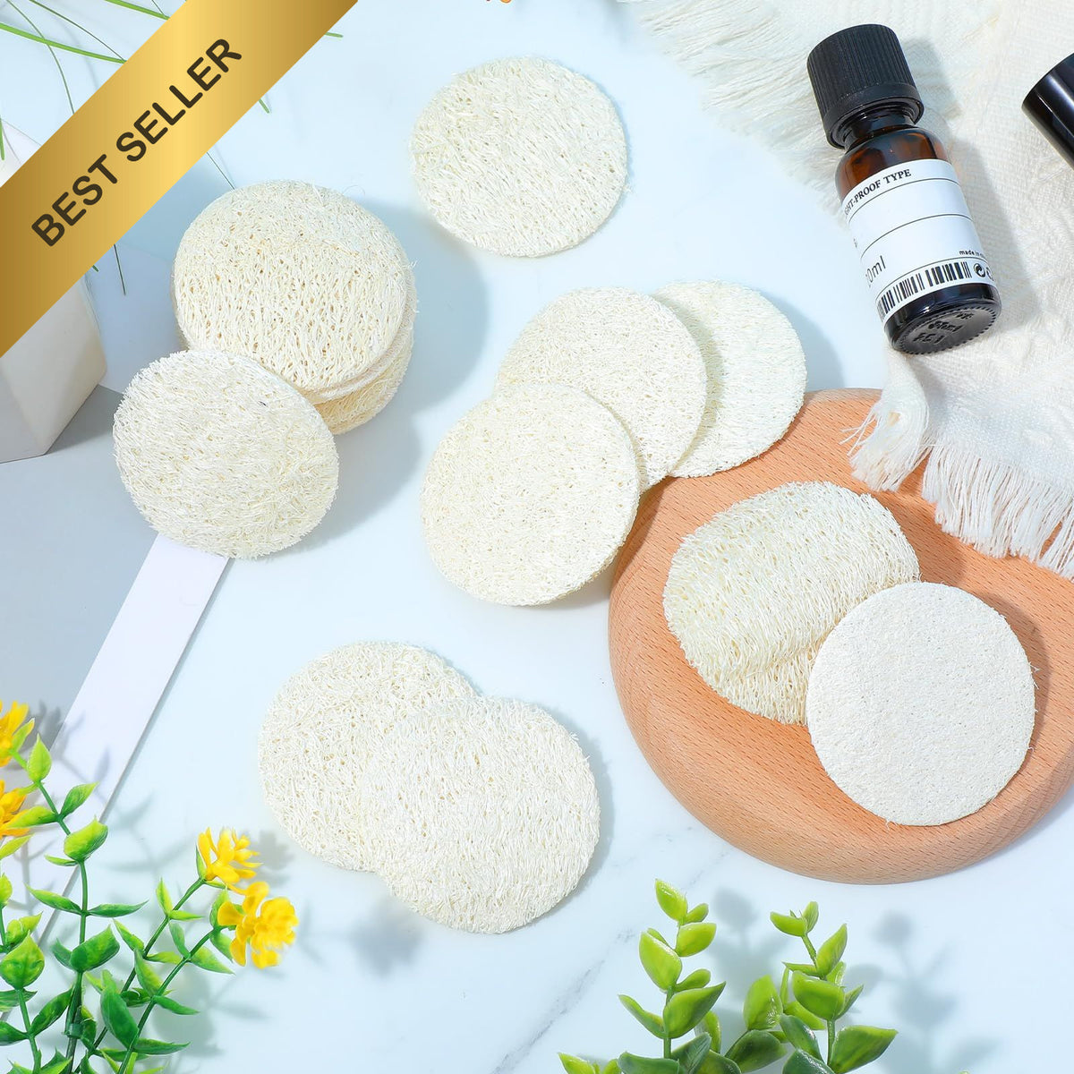Natural Loofah Facial Scrub Pads - Exfoliating Sponges for Gentle Skin Care