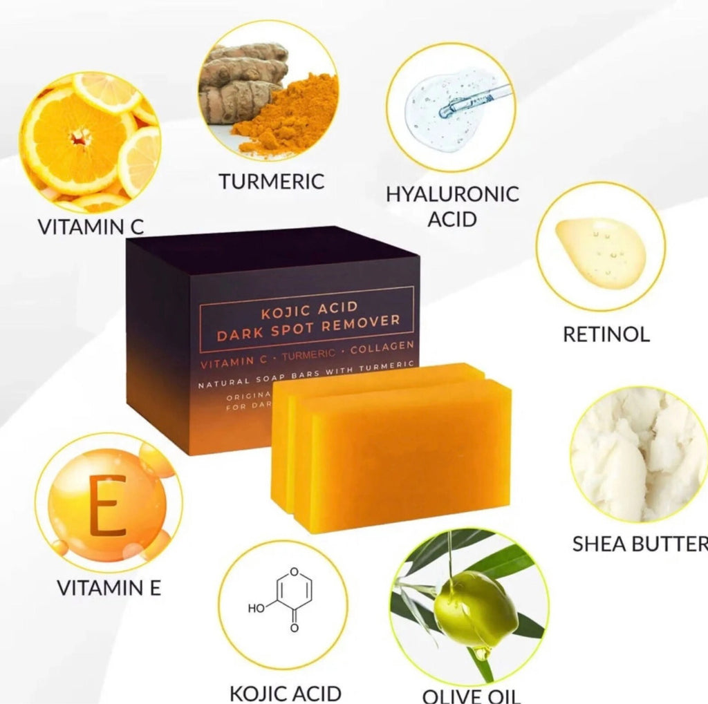 Kojic Acid Dark Spot Corrector Soap Bars with Vitamin C & Collagen - 2 Pack