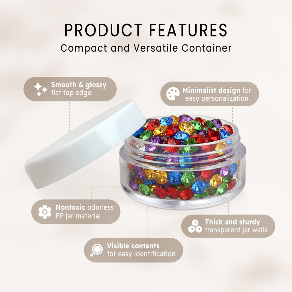 100pcs 10ml Cosmetic Sample Jars with Screw Cap - Clear Reusable Containers for Makeup, Cream, Glitter