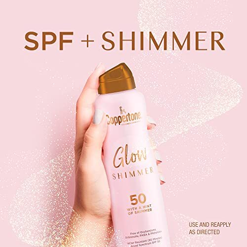 SPF 50 Shimmer Sunscreen Spray Water Resistant Broad Spectrum Sun Protection