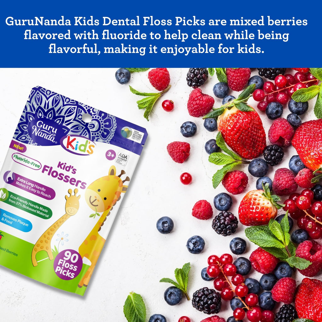 Kids Dental Floss Picks with Giraffe Design - 90 Count, Safe & Tasty