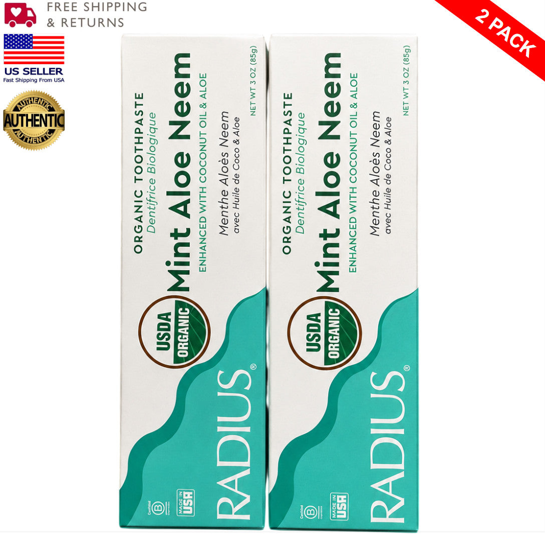 Organic Mint Aloe Neem Toothpaste - 3oz Travel Pack, 2 Count