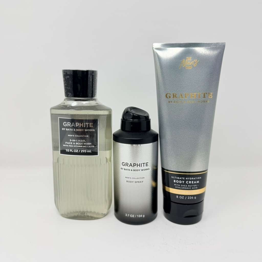 Men's Fragrance Gift Set - Graphite 3-Piece Body Spray Wash & Cream