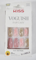 Press-On Long Nails Kit - Gold Nude & Pink Marble, Voguish Fantasy Collection