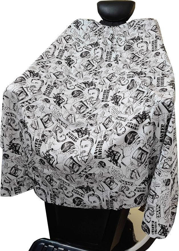 Nostalgic Barber Cutting Cape White 55x63 Inches Professional Salon