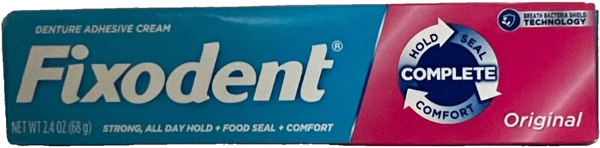 Denture Adhesive Cream - Original Fixodent, 4 Tubes 2.4 oz (68g) Pack