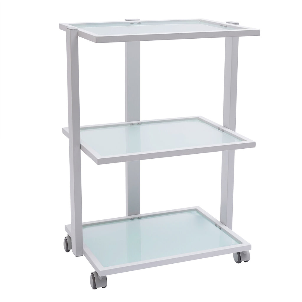 Salon Trolley Esthetician Cart with 3 Glass Shelves - Rolling Beauty Storage Station