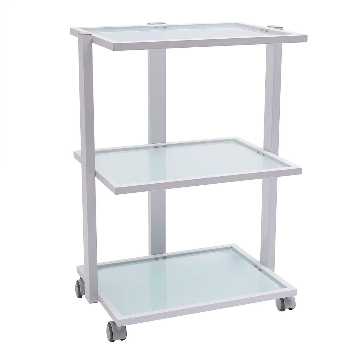 Salon Trolley Esthetician Cart with 3 Glass Shelves - Rolling Beauty Storage Station
