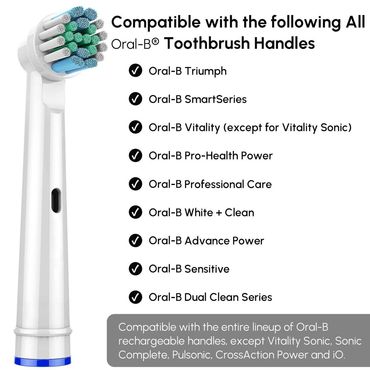 20 Pack Replacement Toothbrush Heads for Oral-B Electric Toothbrushes - Compatible with Advance Power & More