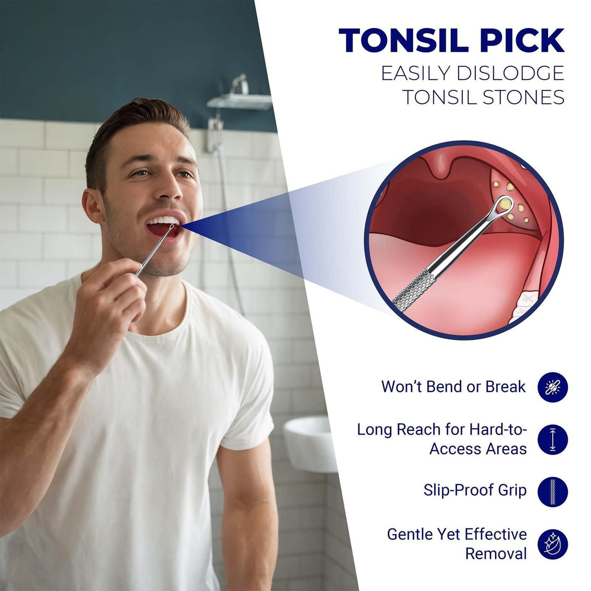 Tonsil Stone Remover Tool Pack of 2 - Metal Oral Hygiene Tools