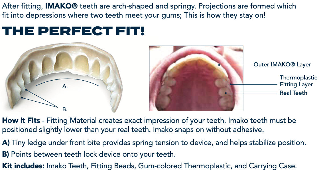 Cosmetic Teeth Small Bleached White 2-Pack - Temporary Smile Makeover