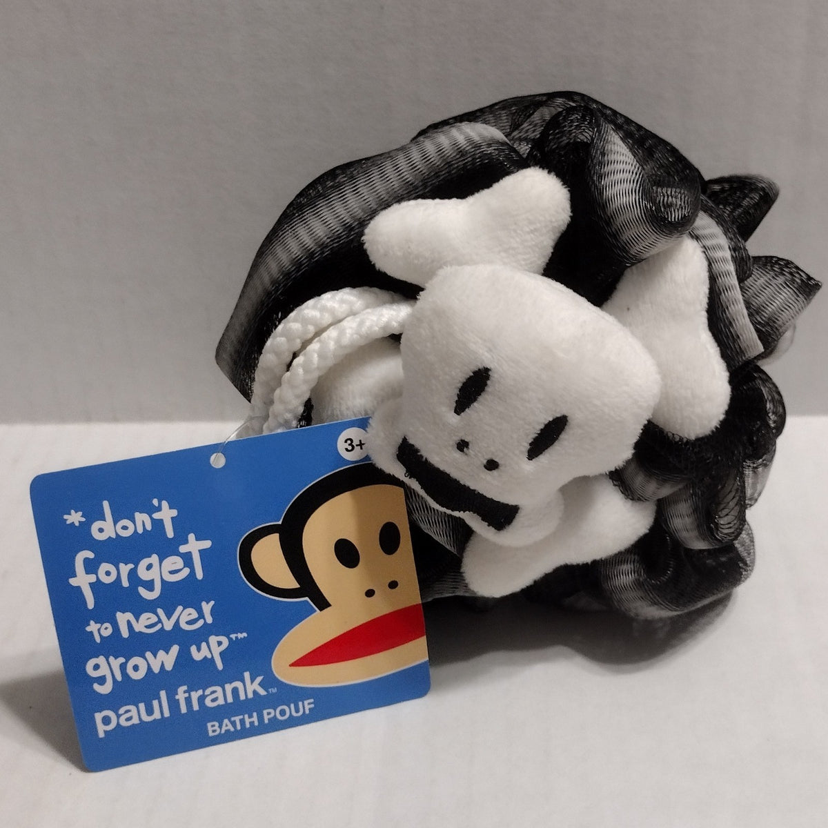 Paul Frank Skurvy Bath Pouf Loofah - Goth Skull Black & White Mesh
